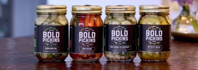 Bold Pickins Variety of Pickles Displayed on Table