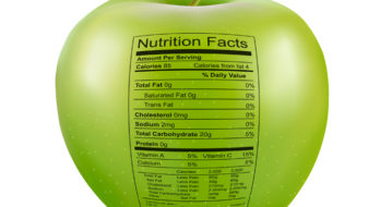 Apple with a Nutrition Facts Ingredient List